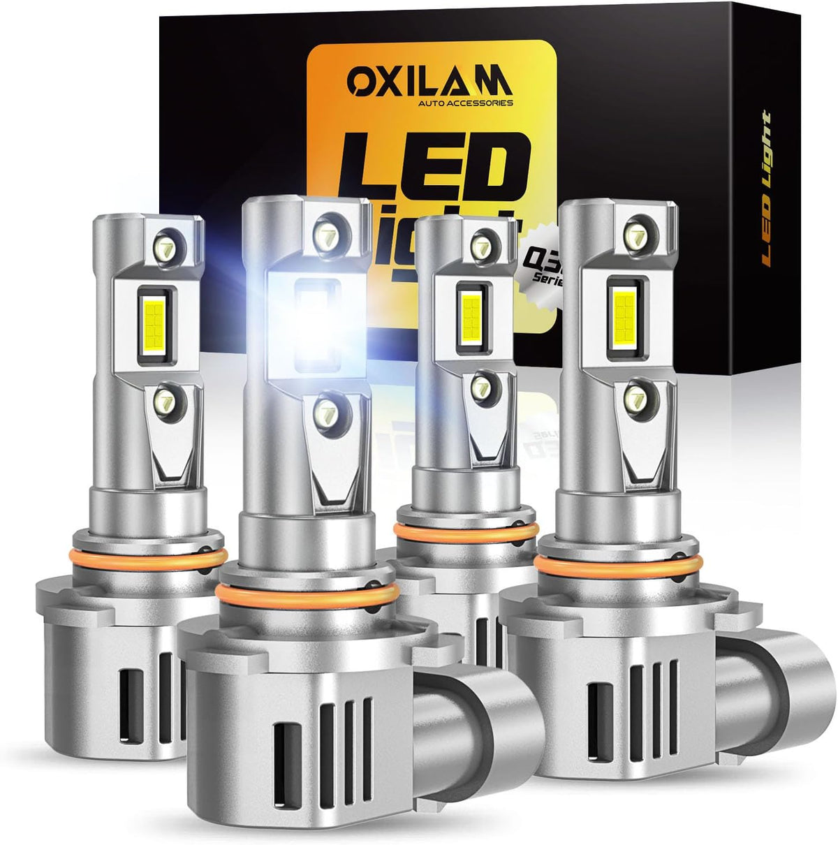 OXILAM 9005 9006 LED Bulb Combo HB-3 HB-4 Bulbs, 80000LM 900% Ultra-Bright, 5 Min Quick Install, 20 Years Lifespan, No Flicker, Plug and Play, Pack of 4