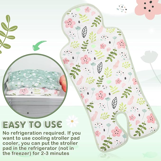 Pinkunn 2 Pcs Gel Car Seat Cooling Pad for Baby Summer Breathable Ice Cushion Multifunctional Ice Stroller Cooler Mat for Stroller Baby Dining Chair Child Safety Seat(Mixed Color,Floral)