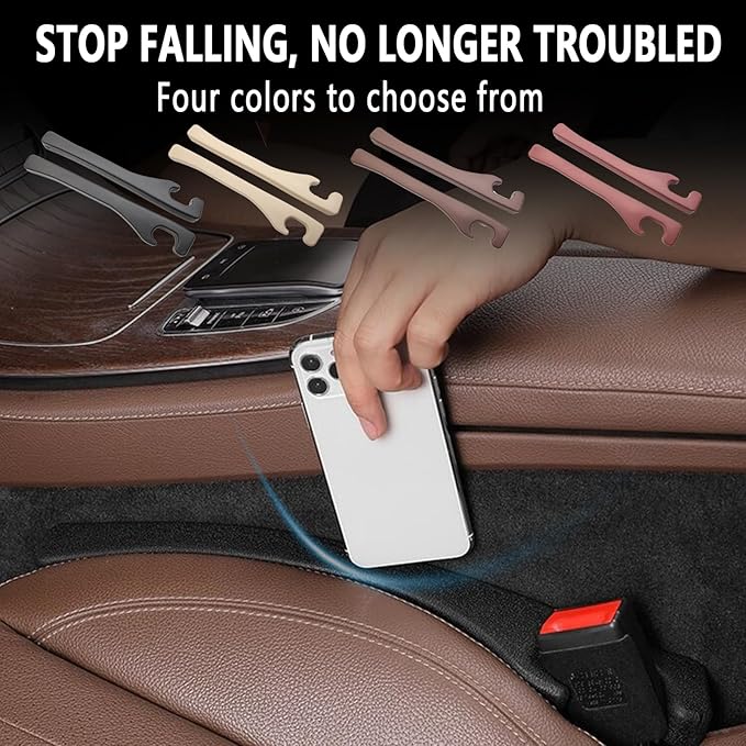 Car Seat Gap Filler Set of 2,Seat Gap Organizer, No Drop Seat Guard,Car Seat Accessories,Drop seat Gap fillers Between Seat and Console Stop Things from Dropping (Beige)