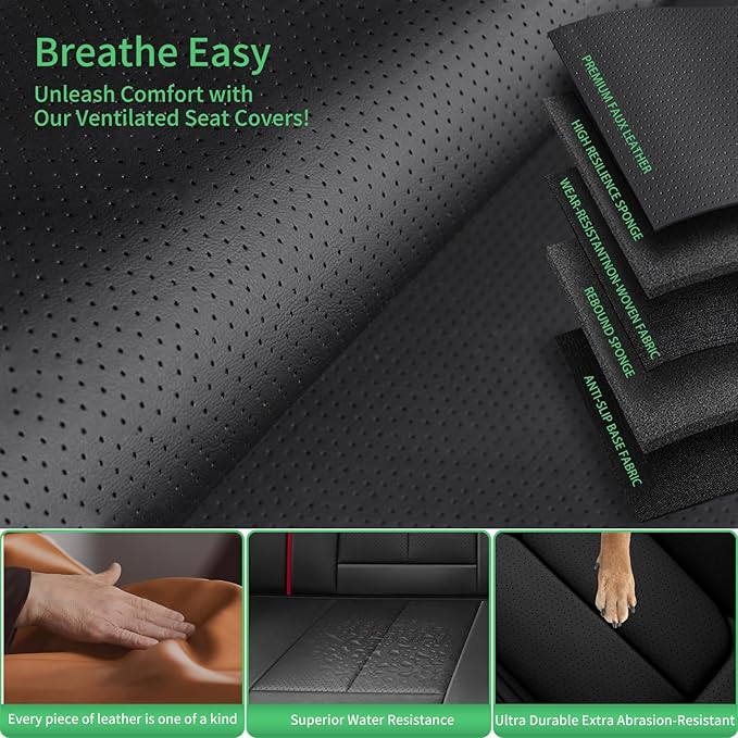 Fit Venue Car Seat Covers for Hyundai Venue 2020-2025 2026 -Upgraded Premium Waterproof & Breathable Leather,Airbag Compatible,All-Weather Seat Cushion Protector,2 Front/Black-Red