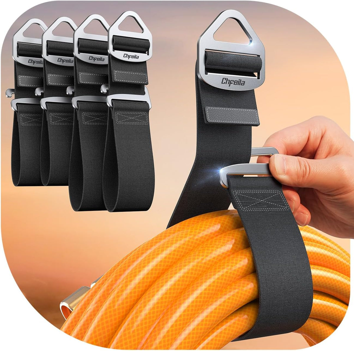 4 Pack One Hand Operation [1s Tighten by Gravity] Adjustable Extension Cord Organizer Holder, Hose Rope Storage Straps Wrap for RV Shed Workshop Garage Organization, Gadgets Tools Gifts for Dad Men