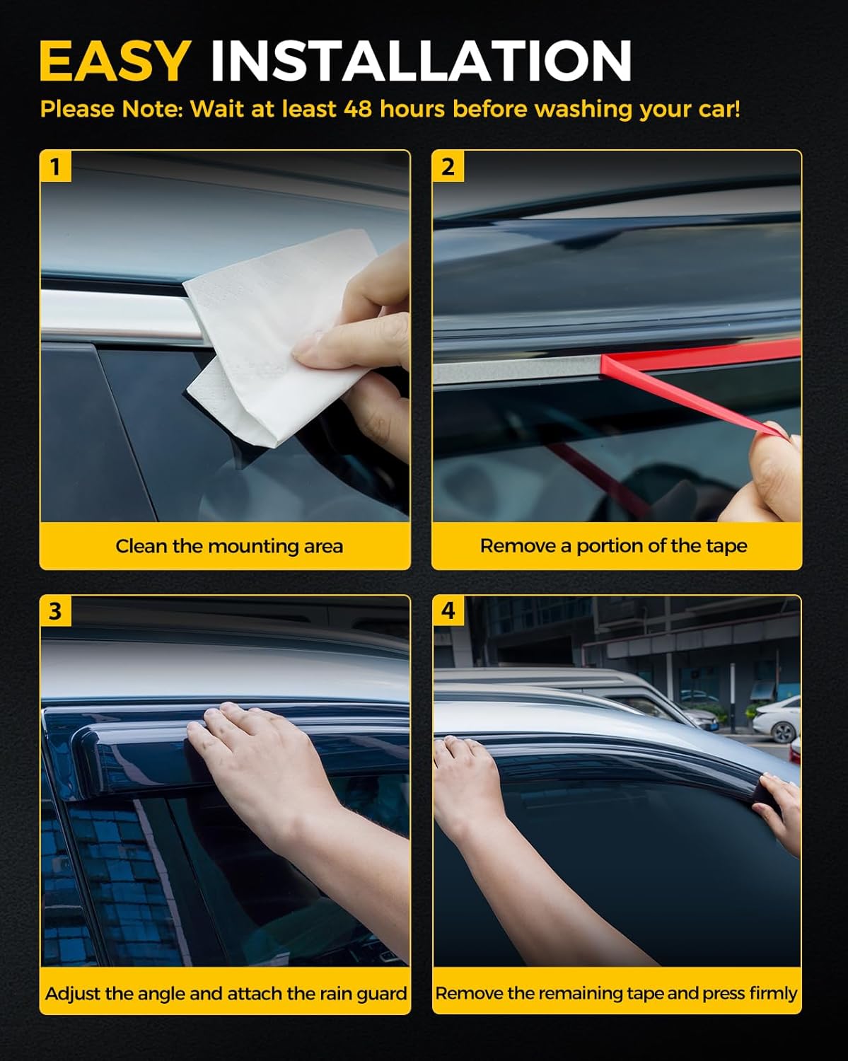 Rain Guards for Car Windows, Tape-On Window Visors Rain Guards Fit for Honda CR-V 2017-2022, Window Deflectors, Vent Visors for Honda Car Accessories, 4 Pieces