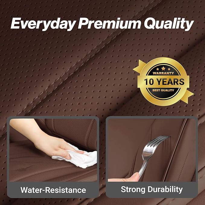 Coverland Custom Fit Car Seat Covers for SUV Compatible with [RAV4, CR‑V, Equinox, Explorer, Rogue, Forester, Tucson] Premium Waterproof Non-Slip Interior Seat Protector [Front Dark Brown -Chart A10]