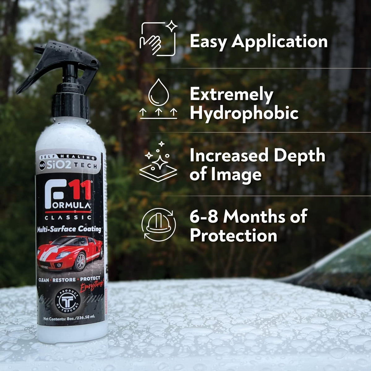 TopCoat F11 Car Polish & Sealer for Cars, Motorcycles, RVs and More – Water-Based Alternative to Ceramic Car Wax - 16 oz F11 Top Coat Spray Bottle