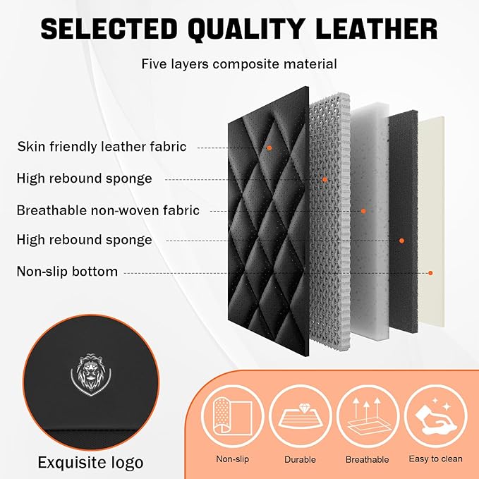 Car Seat Covers Compatible with Toyota Camry 2012-2026 Durable Waterproof Automotive Seat Covers Stretchable Fabric Material, Airbag Compatibility, Premium Nappa Leather(Black Blue, Full Set)