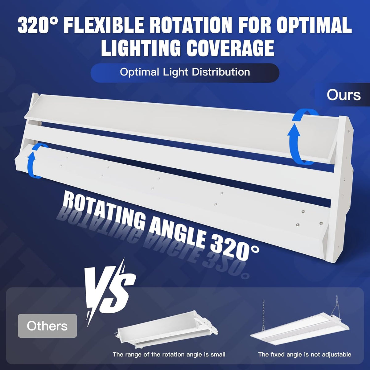 JTT 300/240/200W LED Linear High Bay Light, 45000LM Linear High Bay Shop Light Commercial 120-277V, 4/5000K Lights Shop Workshop Store Commercial Supermarket Warehouse Basement, 1-Pack ETL