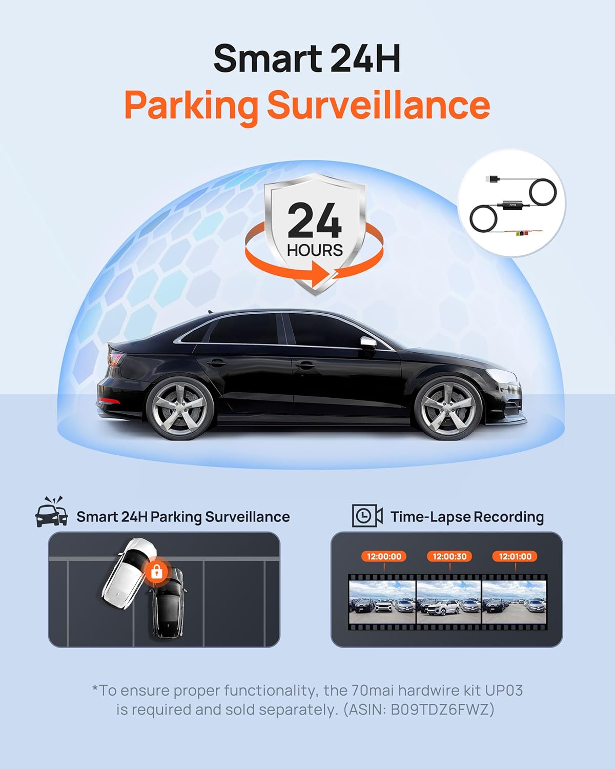 70mai Dash Cam M310, Dash Camera for Cars 1296P QHD, Smart Dash Cam Front Built in WiFi, 130° Wide-Angle FOV, WDR, Night Vision, iOS/Android Mobile App, Loop Recording, Parking Monitor, Time-Lapse
