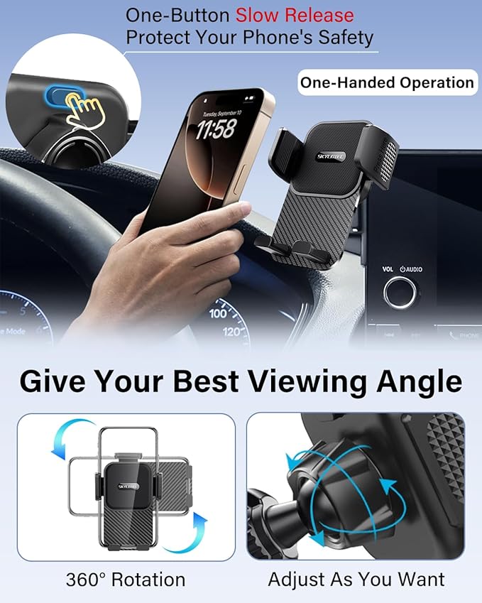 SKYLOTEC Car Phone Holder for Land Rover Defender 2023 2024 2025 Accessories 11.4-Inch Screen Fixed Clip, Automobile Cradles Phone Mount, Cell Phone Base Not Block Air Vent