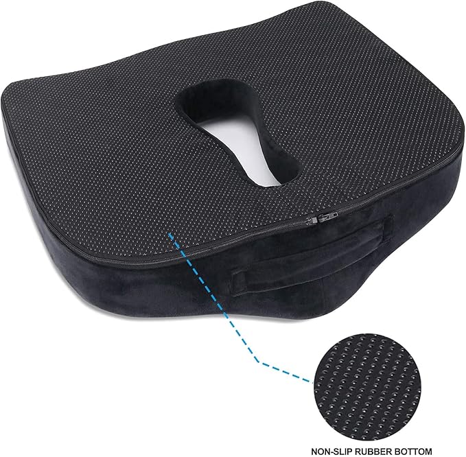 SnugPad Premium Memory Foam Seat Cushion, for Sciatica Tailbone Back Pain Relief, Posture Correction. Orthopedic Sitting Pillows for Office Chair, Car, Truck, Wheelchair with Non-Slip Bottom (2Pk)