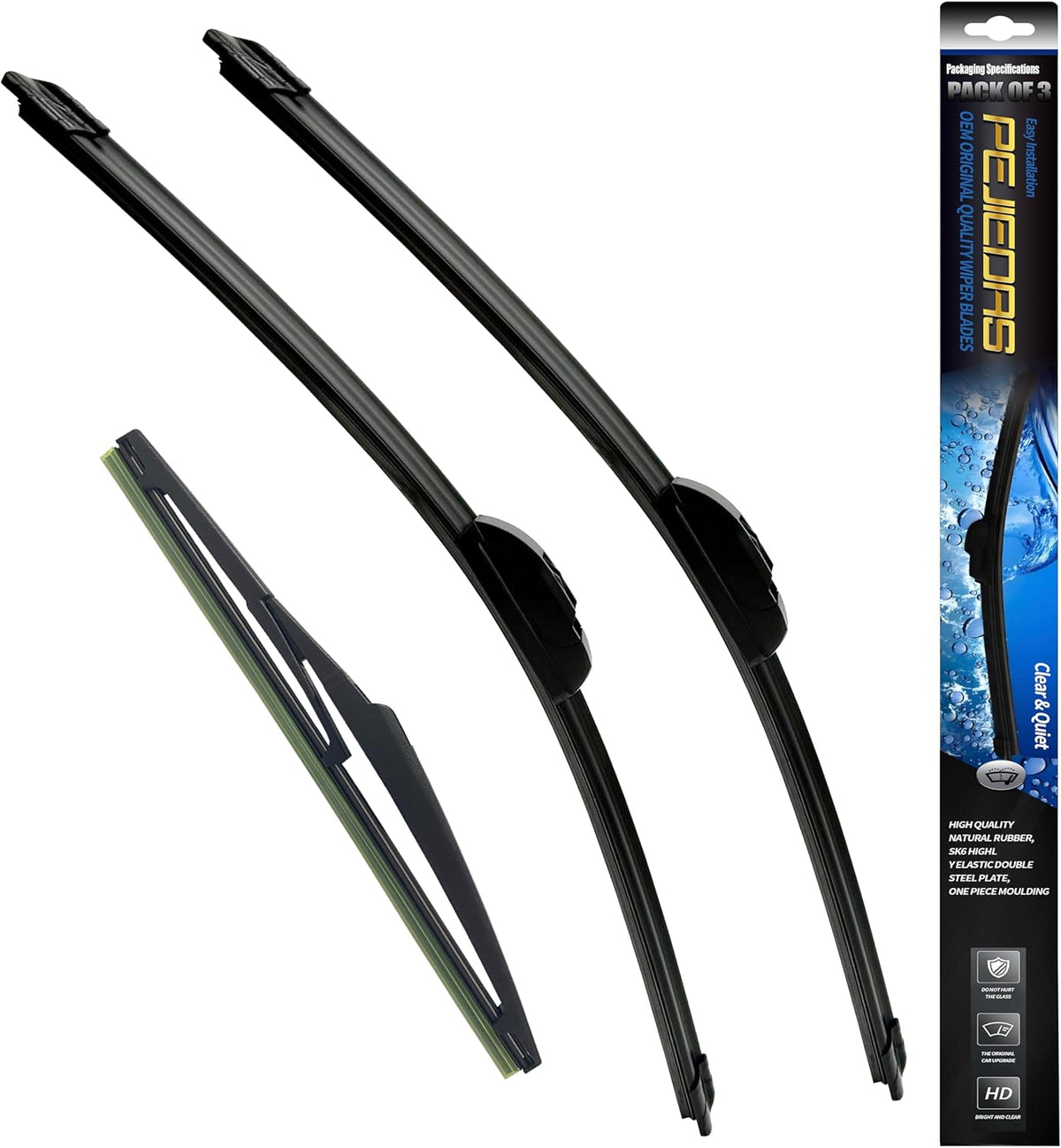 3 Wiper Blades, Front Wiper + Rear Wiper Blades for Dodge Durango 2011-2022/Jeep Grand Cherokee 2014-2022 (22 inch + 21 inch + 11 inch Wiper Blades) OE Original Style