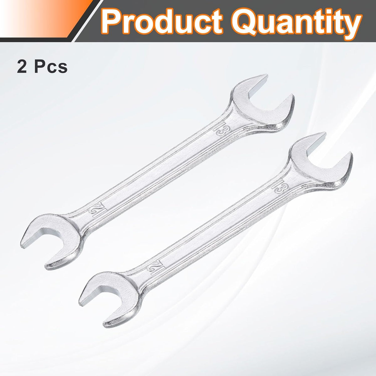 HARFINGTON 2pcs Double Open End Wrench 12mm x 13mm Metric 15 Degree Offset Angle Small Flat Head Wrench Galvanizing Open Ended Spanner for Automotive Repair Furniture Assembly