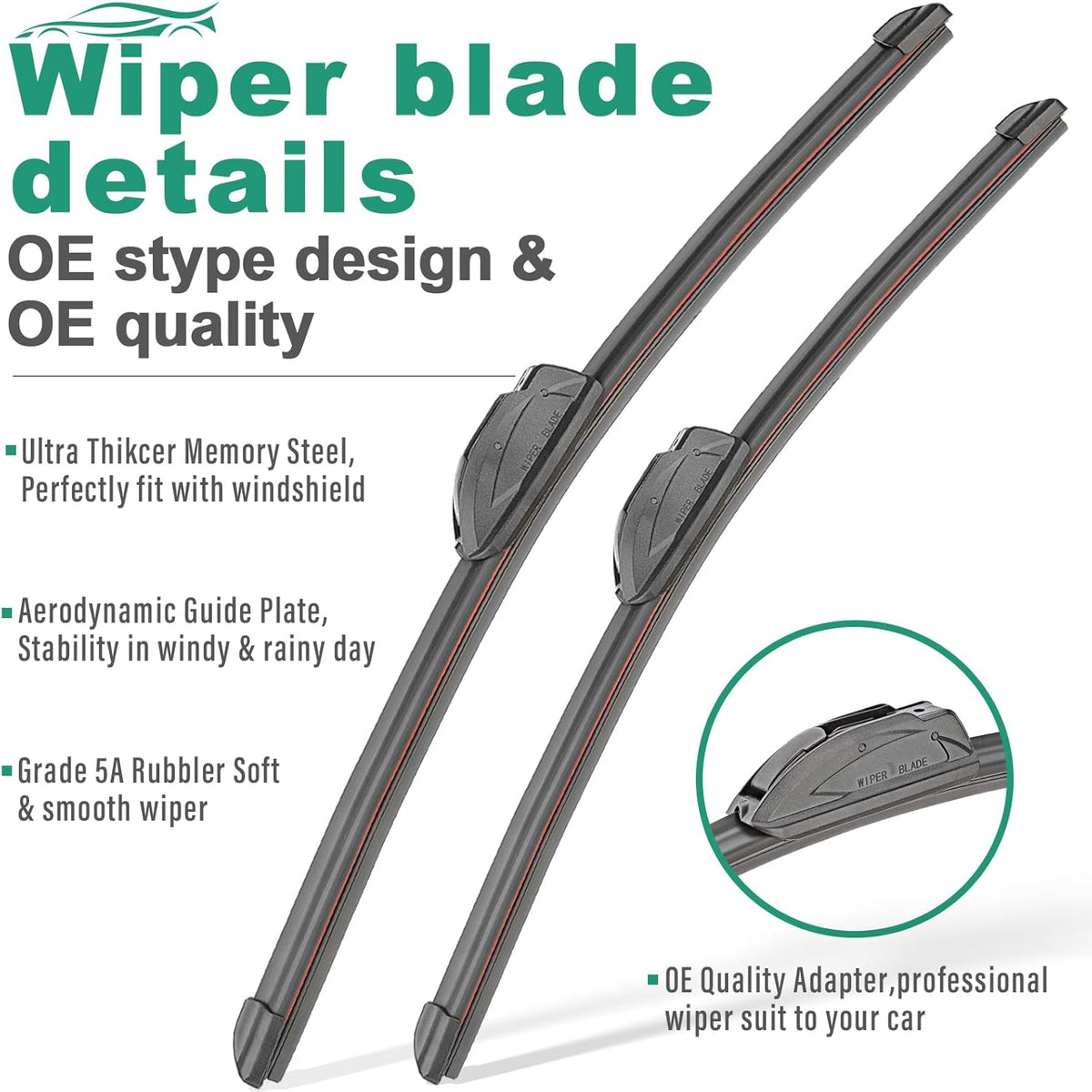 26" 20" 14" Windshield Wiper Blades Replacement for Chrysler Pacifica 2017-2024 / Chrysler Voyager 2020-2024 Premium All Weather Front Rear Wipers Set - OEM Quality (Pack of 3)
