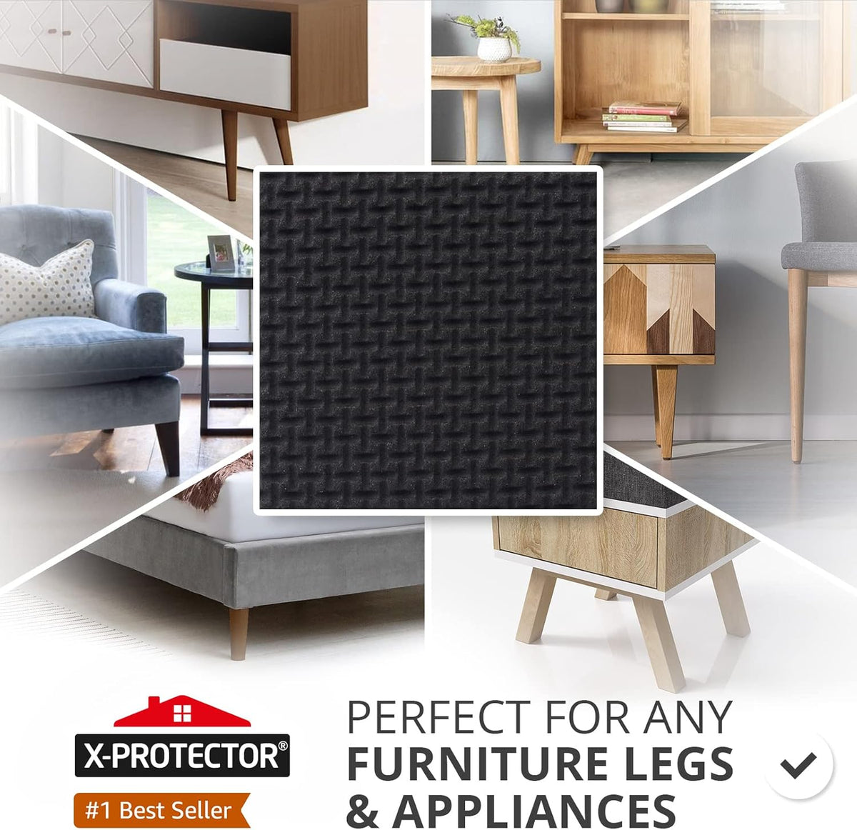 Non Slip Furniture Pads X-PROTECTOR – 16 PCS Furniture Grippers 2 1/2" - Ideal Self-Adhesive Rubber Feet for Furniture Feet – Non Skid Furniture Pads Floor Protectors – Keep Furniture in Place!