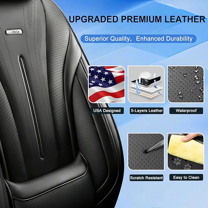 Fit CX-7 Car Seat Covers for Select Mazda CX7 2006-2012, Premium Full Coverage Leather, Airbag Compatible & Scratch-Resistant, Waterproof All Weather Seat Protector, Full Set, Black