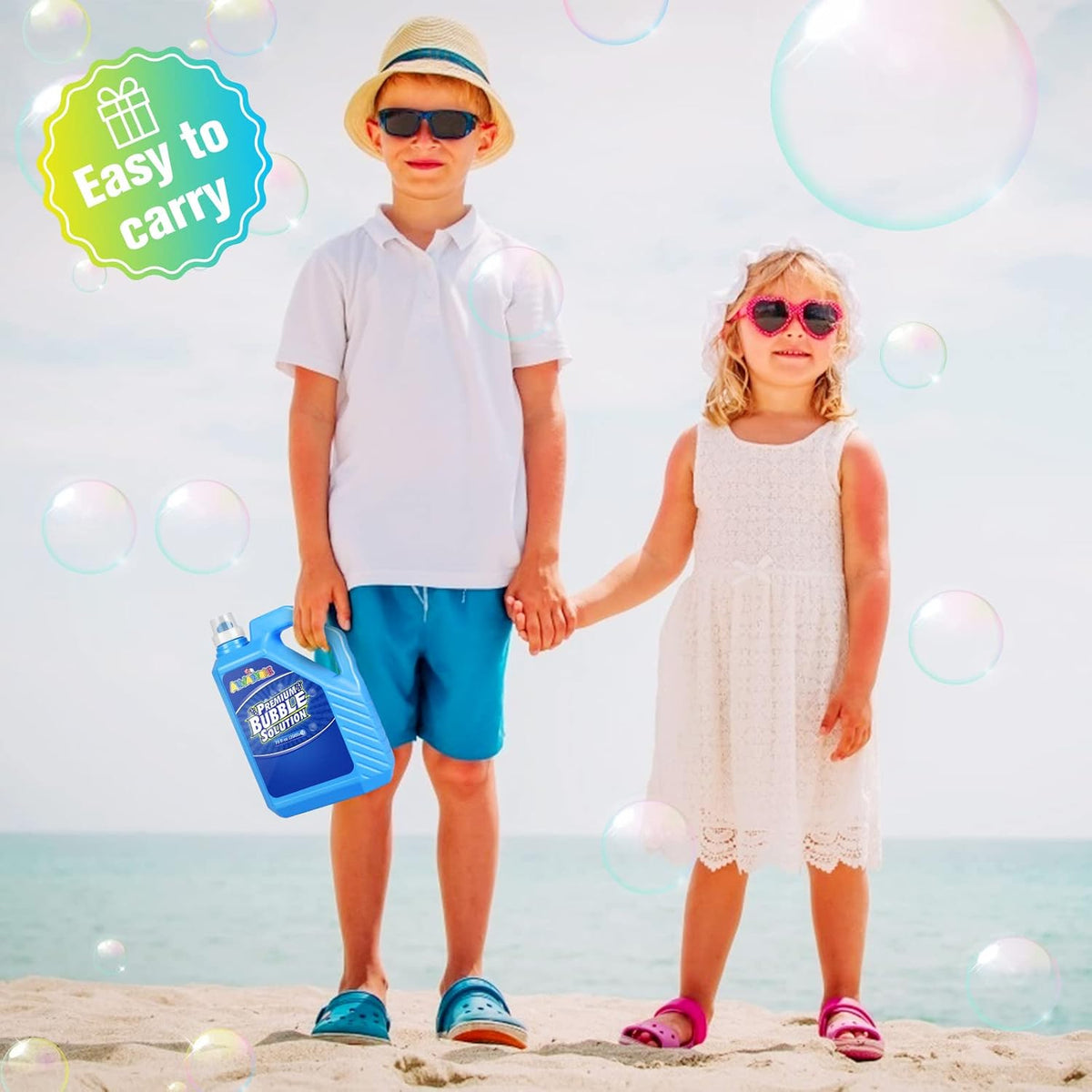 Bubble Solution Refill 70 OZ | Pre-Mix Premium Bubble Refill Solution No Measuring Required | Bubbles for Kids | Bubbles Refills | Bubbles Bulk | Bubble Machine Solution | Kids Easy Grip Bottle