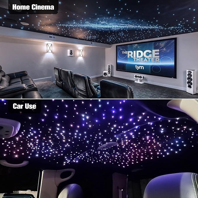 CHINLY Twinkle 460pcs 9.8ft 0.03in Fiber Optic Lights Starlight Headliner kit, Music Mode Bluetooth APP Control Remote, RGBW Star roof Lights for Star Headliner/Home Theater/Pool Ceiling