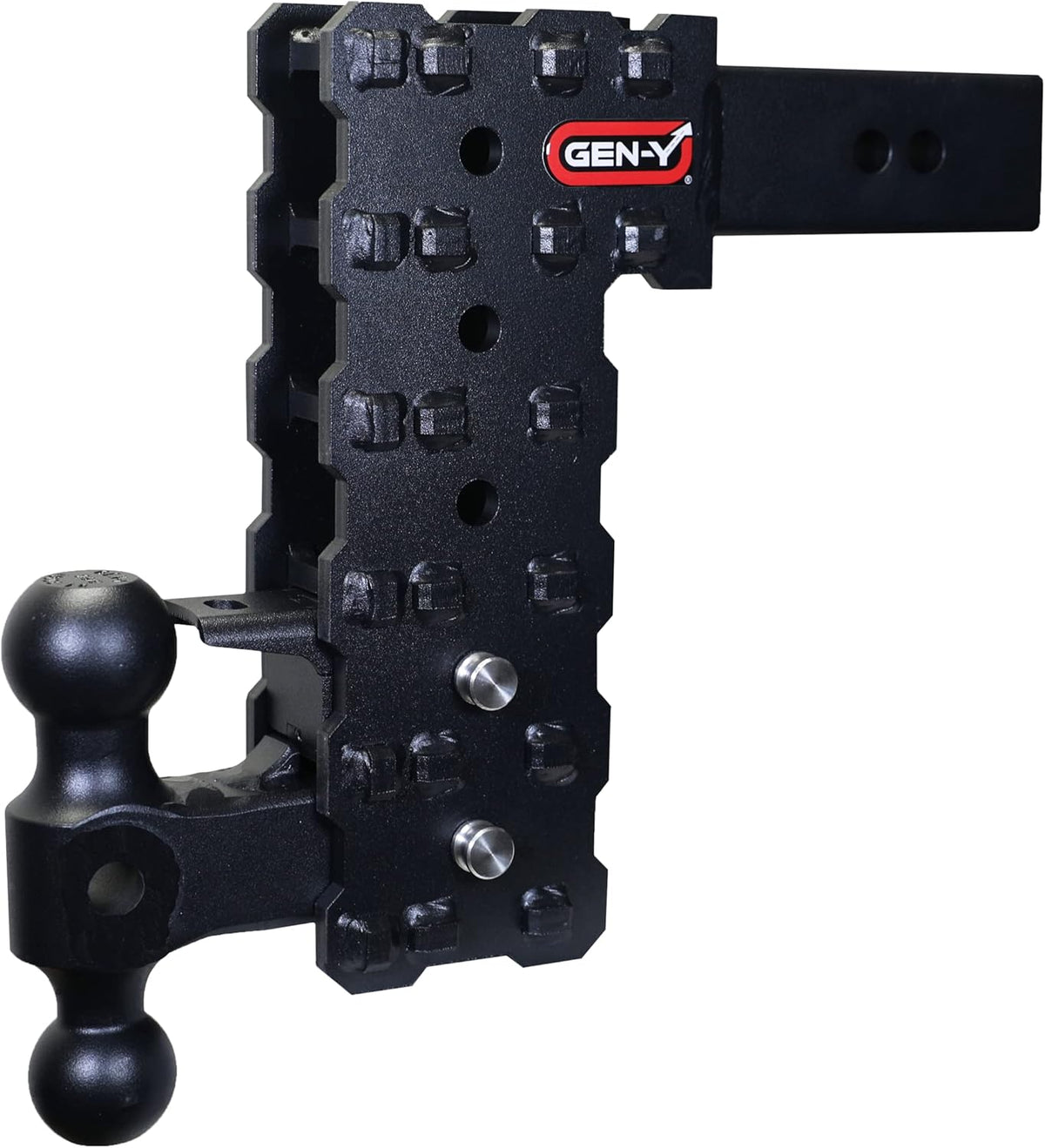 GEN-Y Hitch Solid Shank Adjustable Tow Hitch with Dual-Ball and Pintle Lock for 2.5" Receiver - 10" Drop - 16,000 LB Towing Capacity - 1,600 LB Tongue Weight - Black