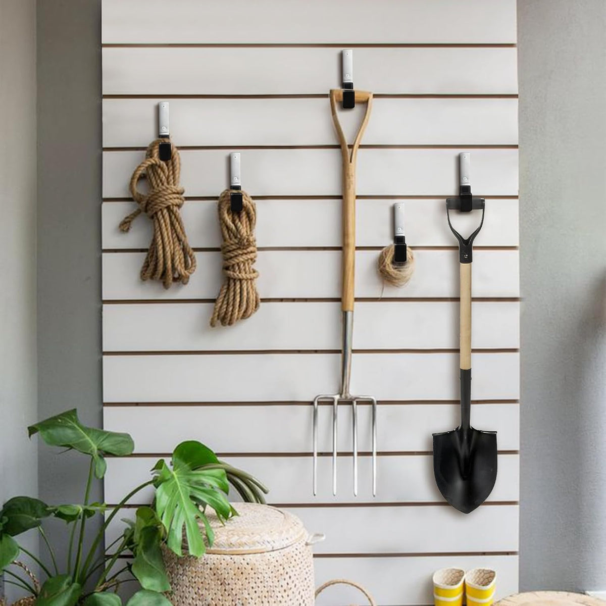 Heavy Duty Steel Garage Hooks,Garage Storage Utility Hooks,Anti-Slip Hanger, Tool Organizer,Steel Wall Mount Organizer, Garden Hose Hanger (Small-6PC)