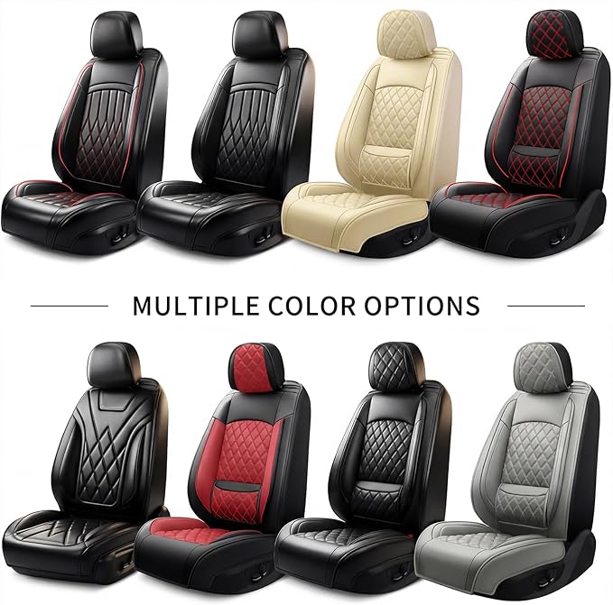 Fit Elantra Car Seat Covers for Hyundai Elantra 2017-2025 2026 - Premium Leather, Waterproof, All-Weather, Airbag Compatible, Anti-Slip, Breathable, Seat Protectors, Full Set, Red