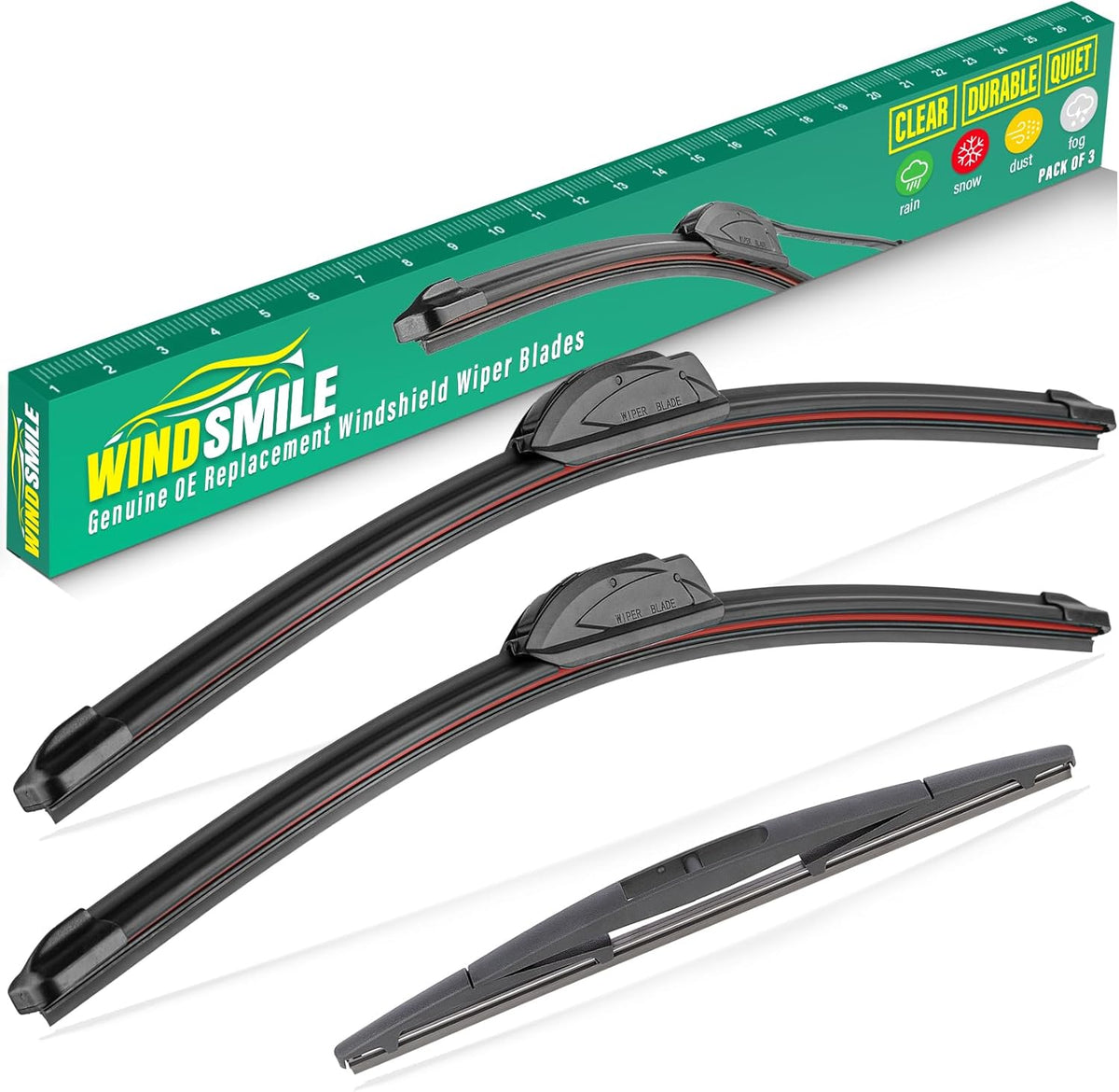 26" 19" 14" Windshield Wiper Blades Replacement for Subaru Outback Legacy 2010 2011 2012 2013 2014 / Nissan Murano 2003-2007 Premium All Weather Front Rear Wipers Set - OEM Quality (Pack of 3)