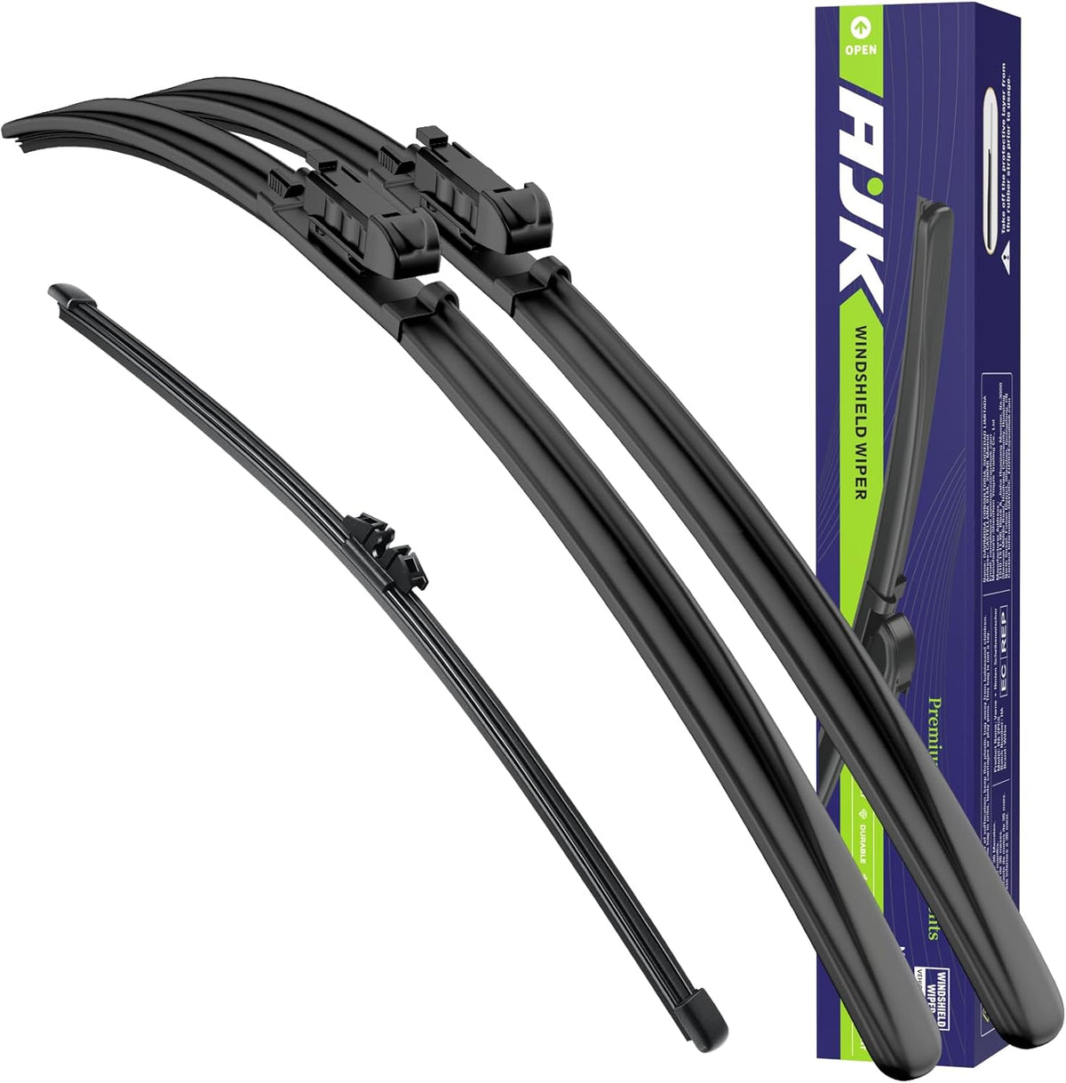 AJK Wiper Blades for Ford Bronco 2021 2022 2023 2024, 3 Piece All Weather OEM Quality Automotive Replacement Windshield Wiper Blades for My Car