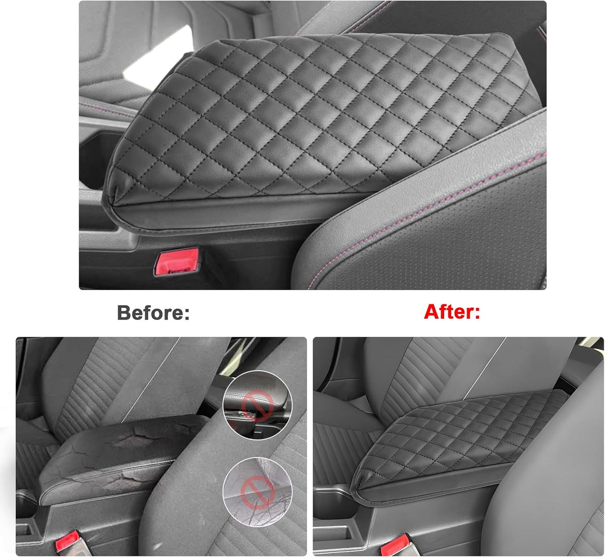 SXCY for 2020-2025 VW Jetta Armrest Cover for Volkswagen Jetta 2025 Accessories 2020-2024 2025 Jetta Center Console Cover 2025 Jetta Middle Console Cover (Black Checkered Pad)
