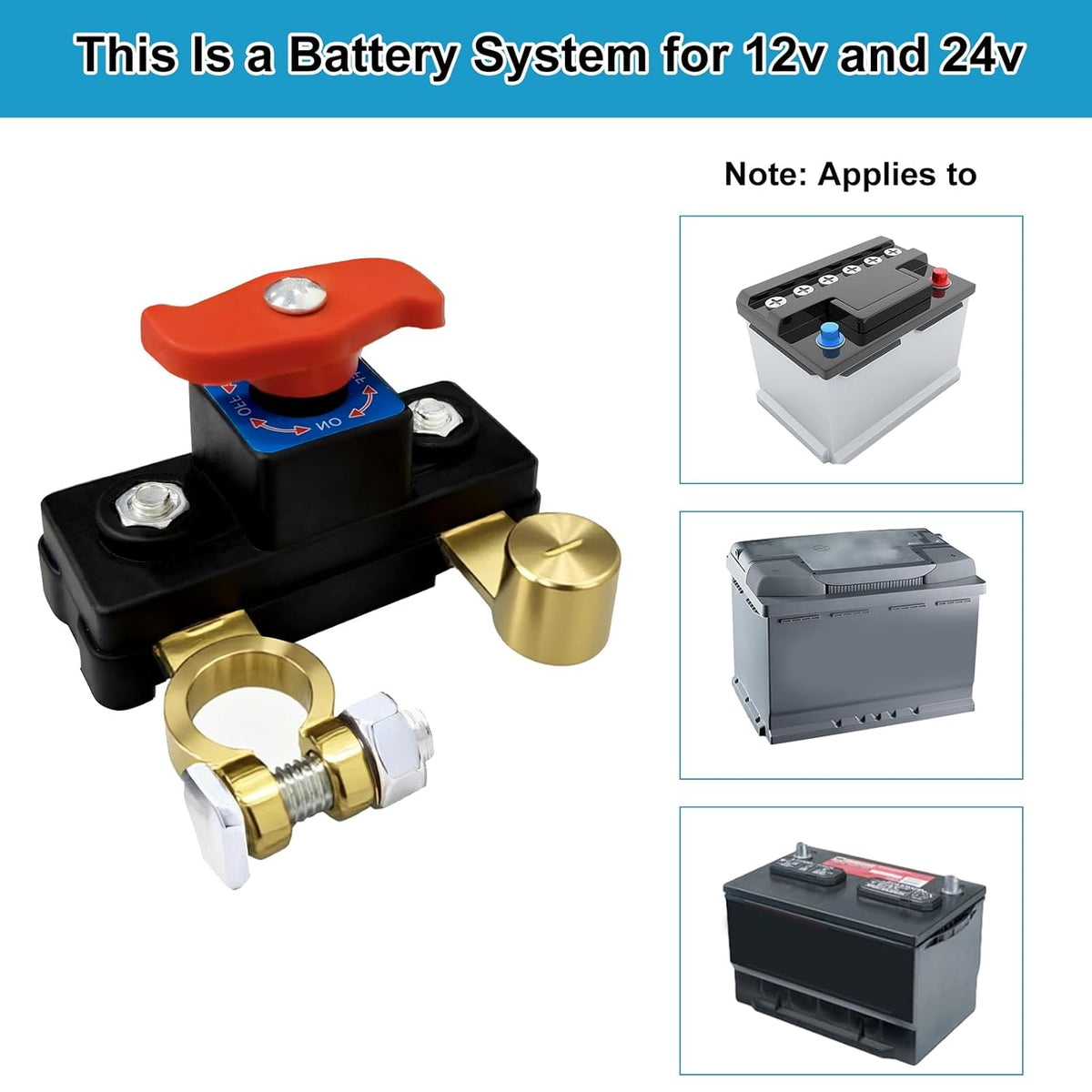 Car Battery Power Cut-Off Switch Breaker, Pure Copper Stable Transmission High Conductivity Disconnect Smart Battery Disconnect Switch for Car Truck Boat Rv Supplies