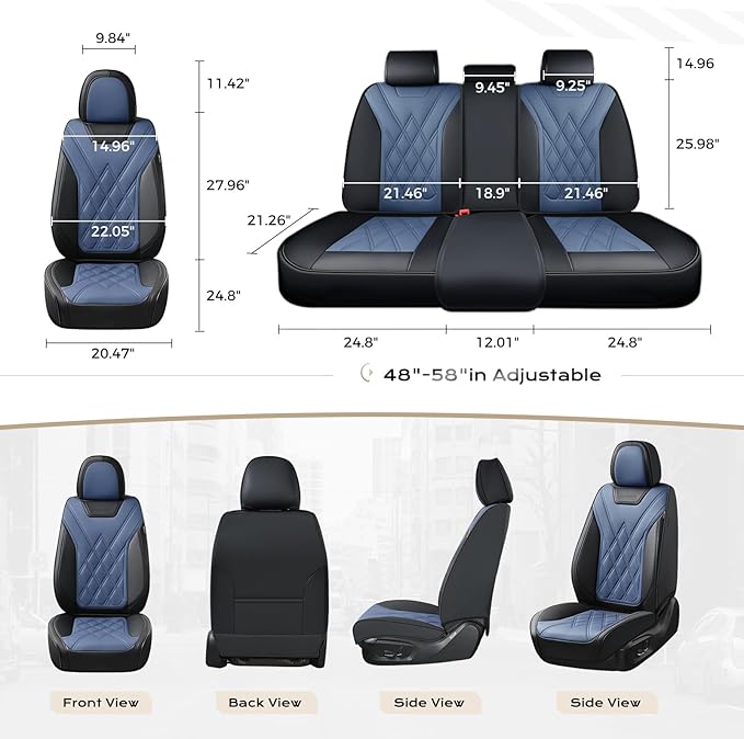 Coverado Car Seat Covers, Front Covers for Cars, Car Seat Cover Front Seats, Automotive Seat Cover, Waterproof, Leather Car Seat Cushion, Universal Interior Covers Seat Protectors for Most Cars