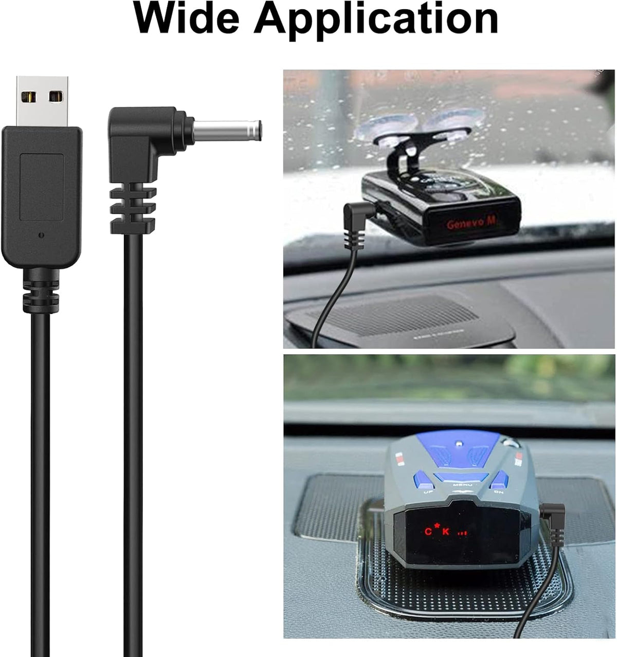 Radar Detector Cable, USB to DC3.5 Plug Cable,for Cobra Whistler Escort Valentine One Uniden Beltronics Radar Detector,Replacement Power Cable for Radar Detectors (DC3.5-6.56ft)