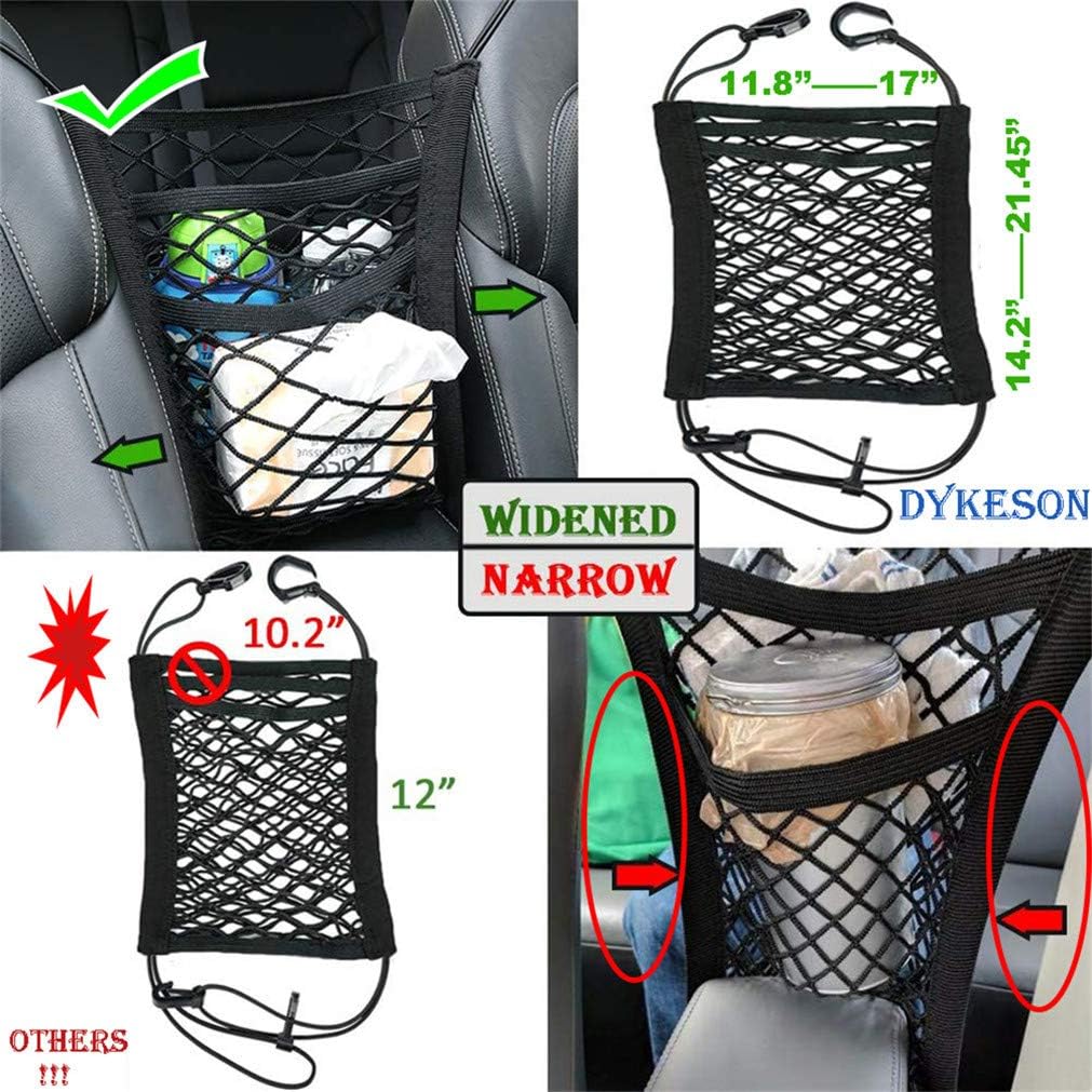DYKESON Pet Barrier Dog Car Net Barrier with Auto Safety Mesh Organizer Baby Stretchable Storage Bag Universal for Cars, SUVs -Easy Install,Safer to Drive with Pets and Children, 3 Layer M