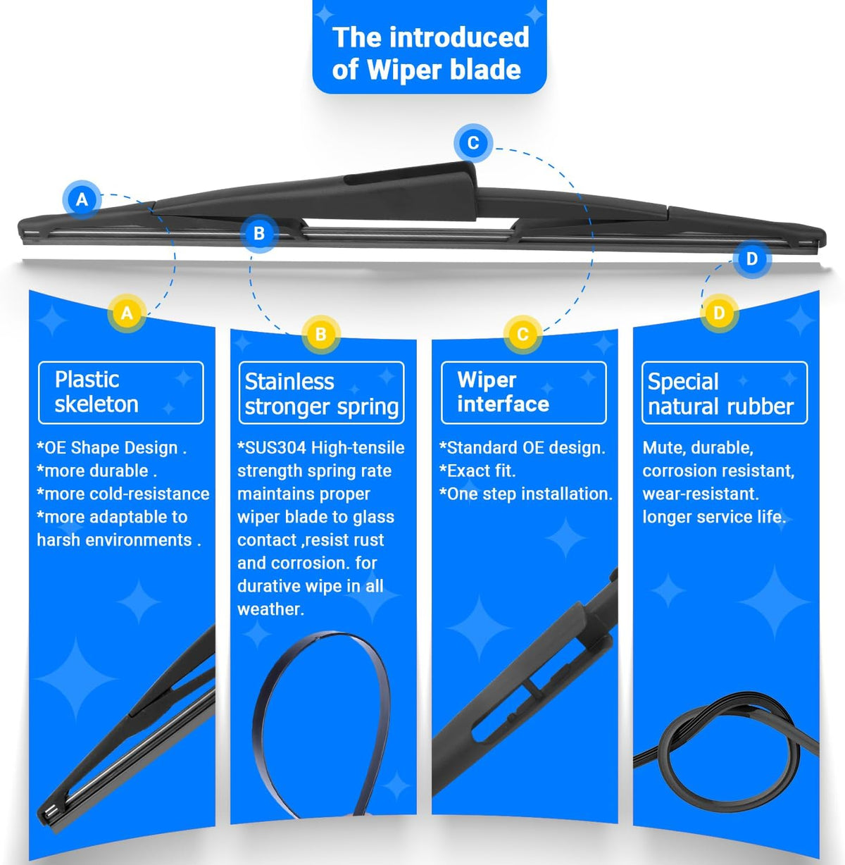 Windshield Wiper Blades Replacement for 2009-2016 Ford Expedition Lincoln Navigator Original Factory Quality Front Rear Wipers Blade Set for My Car - 22" 22" 16" (Pack of 3)