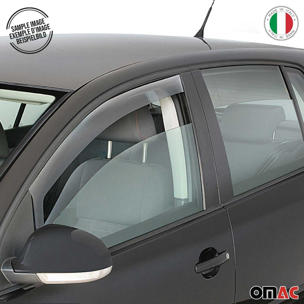 OMAC Window Visor Vent Rain Deflector for Honda Civic 2012-2015 Sedan Black Smoke 2 Pcs