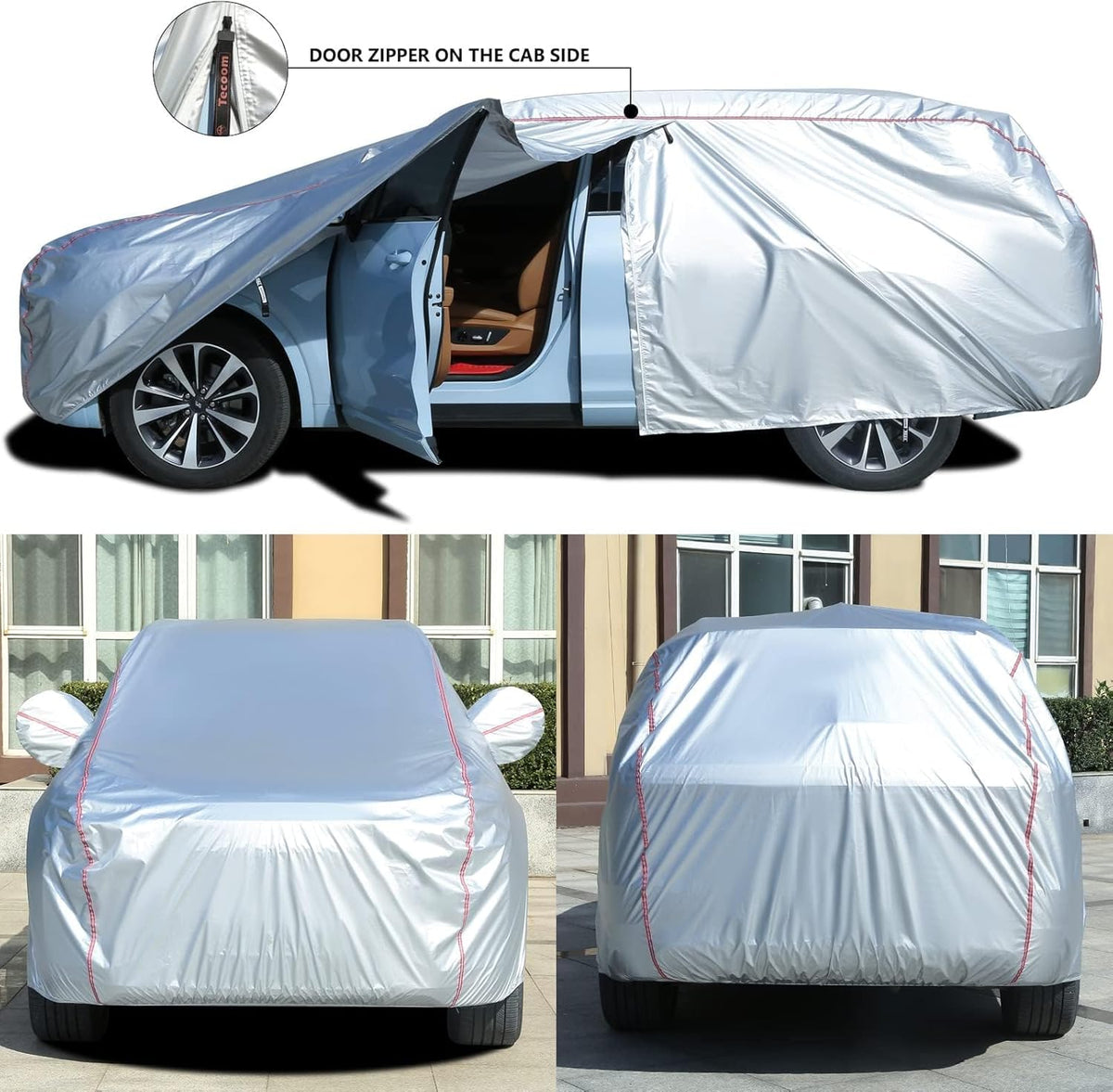 Tecoom Waterproof Car Cover for Tesla Model Y Honda CRV, UV Protection Car Covers for Toyota Corolla RAV4 Jeep, Door Zipper/Lock Windproof Car Cover All Weather Outdoor Indoor Fit 170-190 Inches SUV
