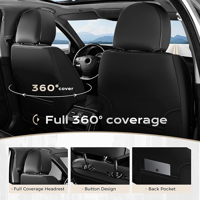 Coverado Seat Covers, Car Seat Covers Front Seats, Car Seat Cover, Car Seat Protector Waterproof, Car Seat Cushion Nappa Leather, Seat Covers Carseat Cover Universal Fit for Most Cars
