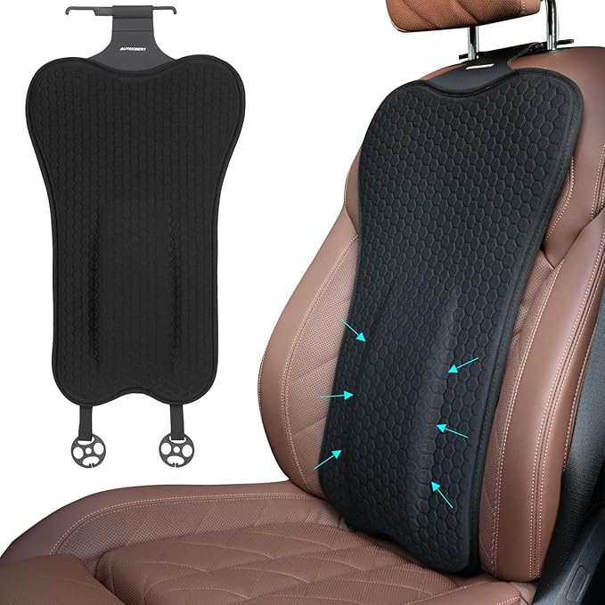 XUKEY Lumbar Pillow Gel Support Pillow Back Support Cushion,Gel Lumbar Support Pillow Relief Back Sciatica Pain for Car Seat Cushion,Car Seat Lumbar Support with Adjustable Straps Improve Posture