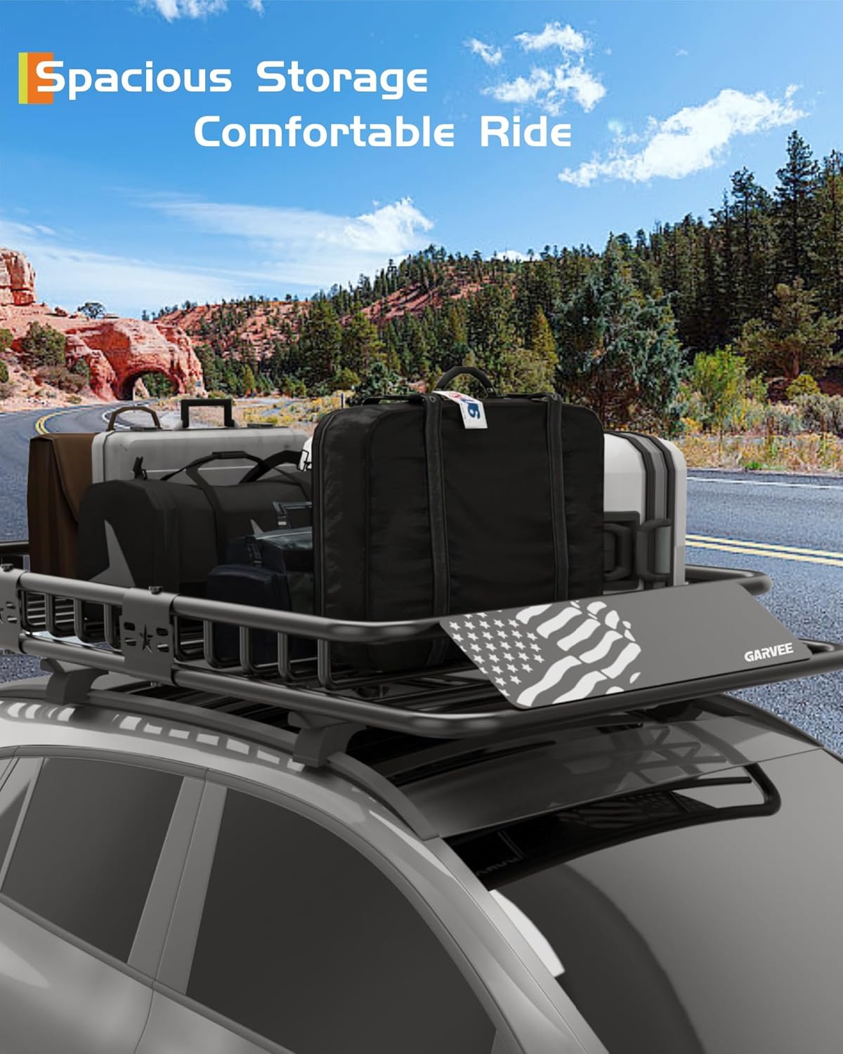 51" x 36" Universal Roof Rack Carrier Basket, 200 Lbs Capacity Car Cargo Rack with Extension Luggage Holder Basket Heavy Duty for SUVs, Trucks, Vehicles