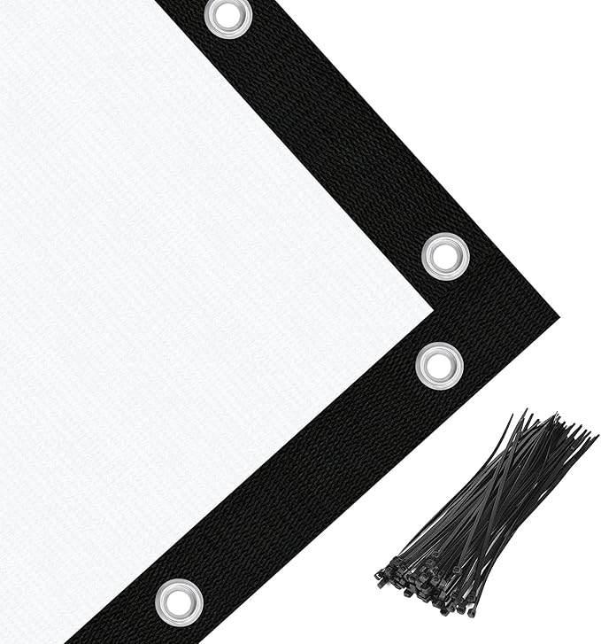 Amagenix 90% Pergola Shade Cover 12' X 24' Sun Shade Cloth with Grommets for Outdoor Garden Patio Porch, Commercial Grade 200 GSM - Cable Zip Ties Included (We Customized) GN108, White