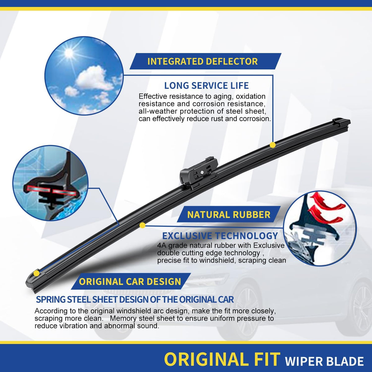 Wipers Replacement For MBZ C CLK Class CLK320 CLK500 CLK55 C230 C240 C280 C350 2003-2009 A8 S8 Original Equipment Replacement Windshield Wiper Blades Set 22"+22"(Set of 2) Pinch Tab
