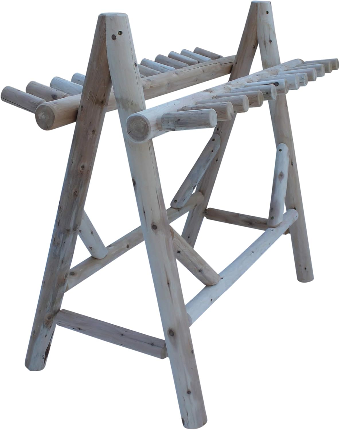 22-Place Freestanding Ski Log Racks, Pole Ski Holders, Garage Racks for Organization, Pole Stands, Snowboard Rack Garage, Snow Skis Sports Storage - Natural
