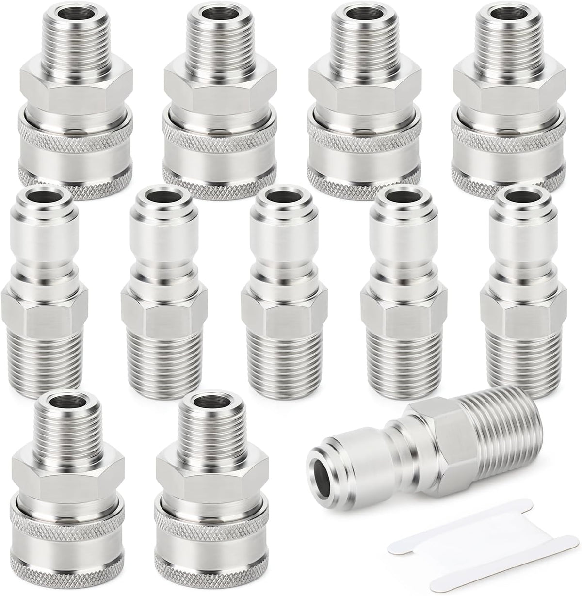 TAISHER 12PCS 304 Stainless Steel Pressure Washer Adapter Kit, Quick Connect Fittings，3/8" Male