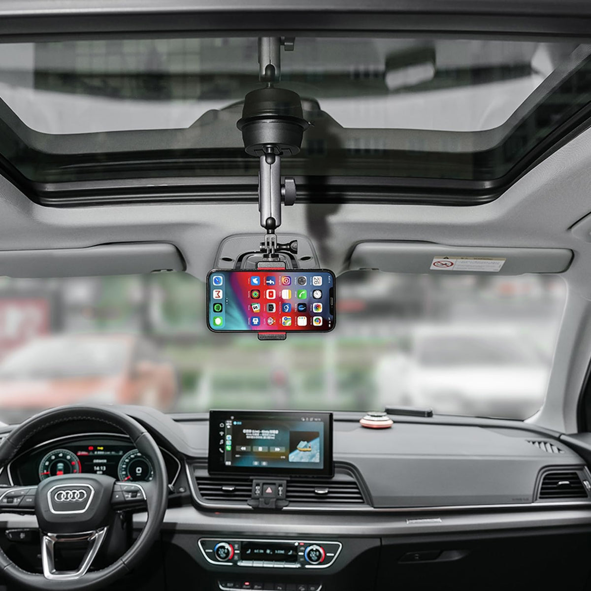 Suptig Universal Car Mount, Suction Cup Mount for Smartphones, GoPro, Action Cameras, DSLR, Windshield, Dashboard, Black