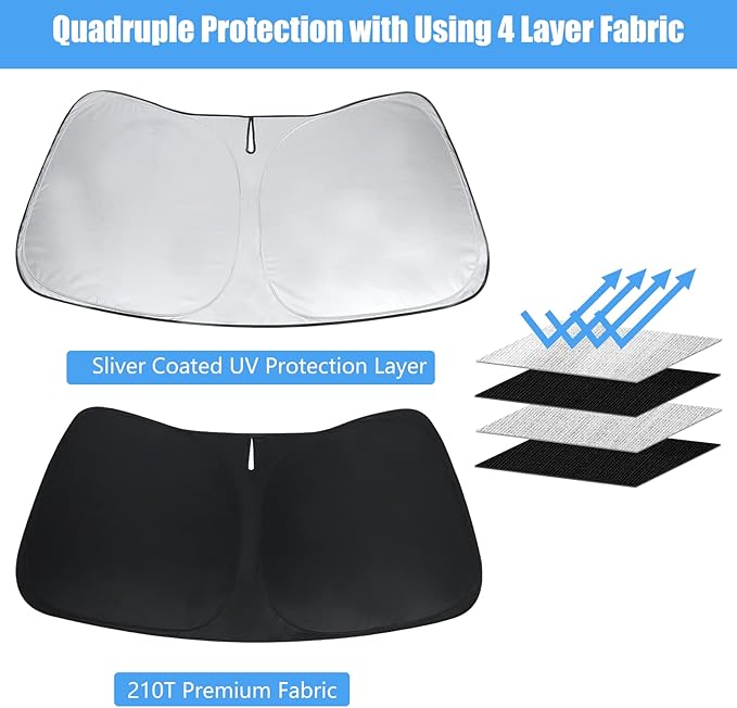 Windshield Sun Shade for 2013-2018 Hyundai Santa Fe Custom Fit Window Sunshade Front Window Shade Sun Visor Accessories Blocks UV & Heat, Keep Car Cooler