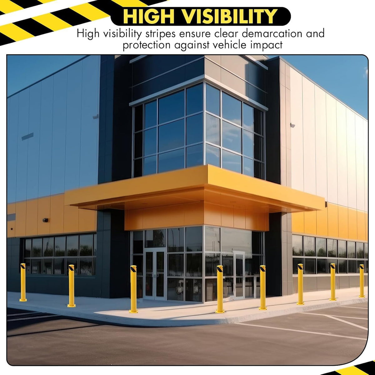 8 Pack Safety Bollard Post, 30 Inch Height 4.5 Inch Diameter Yellow Pipe Safety Steel Bollards with Anchor Bolts and Wrench, Steel Bollards for Road Warning Construction Public Place Traffic Control