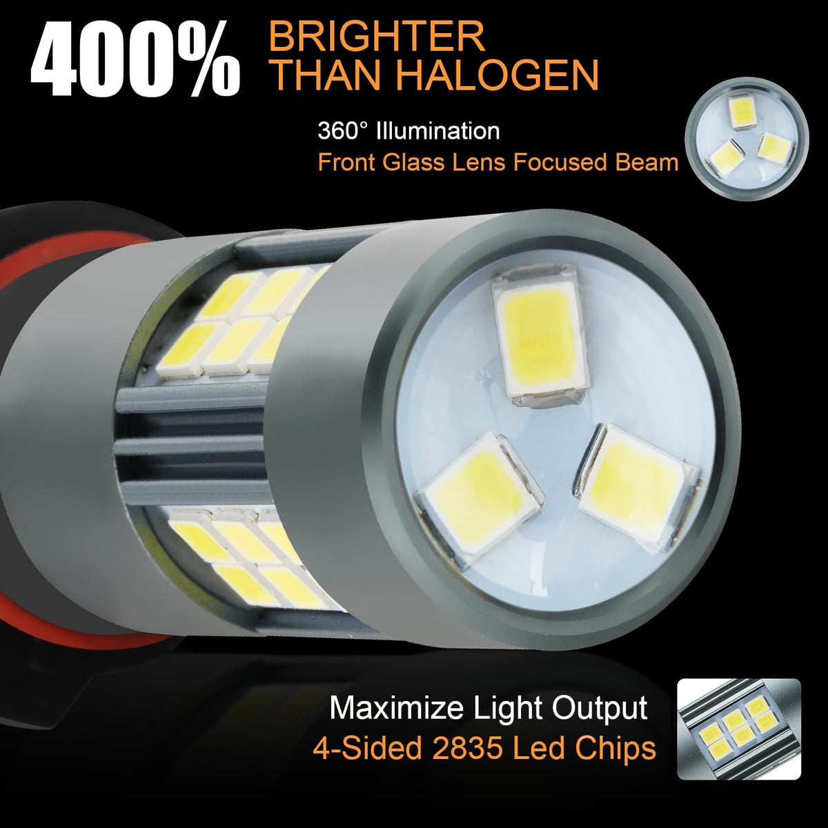 PSX26W 12278 LED Bulbs, Super Bright 12278C1 H28W PWY26W Fog Light 6500K Cool White, Pack of 2