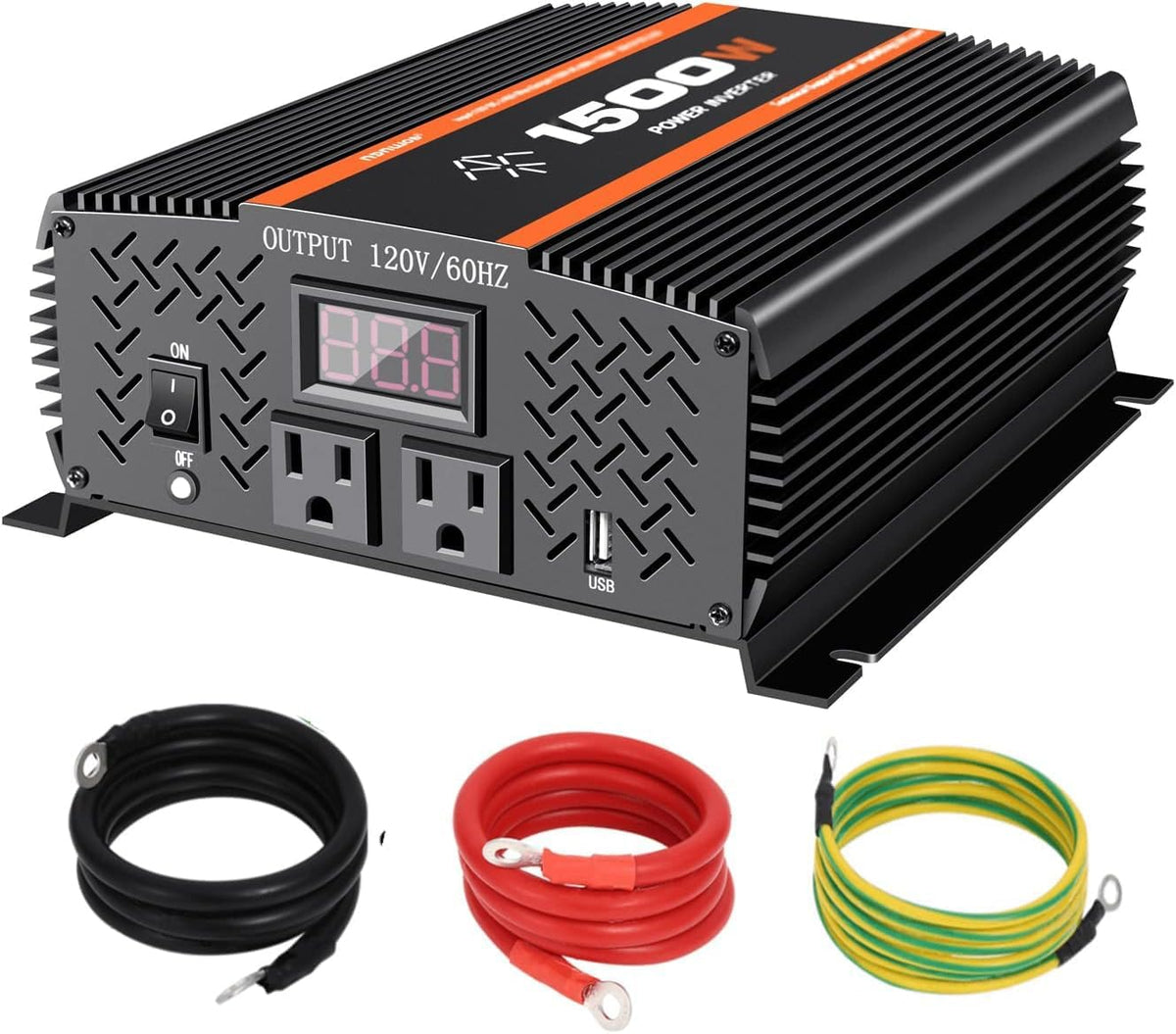 1500 Watt car Power Inverter 12V to 110V/120V for RV car Truck semi Truck Vehicles Camping with LCD Display 1500W