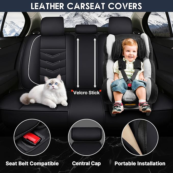 Car Seat Cover 2 Seats for Chevrolet Camaro 2000-2024, Durable Wear Resistant Waterproof Vehicle Cushion Cover, Breathable No Odor Premium Leather Vehicle Seat Covers.(Standard,Black White)