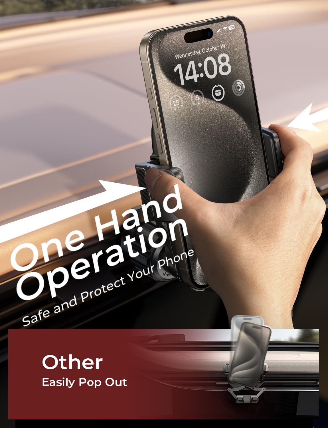 LISEN Back to School Phone Mount for Car Vent [Never Blocking] 360 Rotatable Car Phone Holder Air Vent Clip Hands Free Cellphone Car Mount for iPhone 16 Pro Max Plus 16e 15 14 Samsung Android, Black