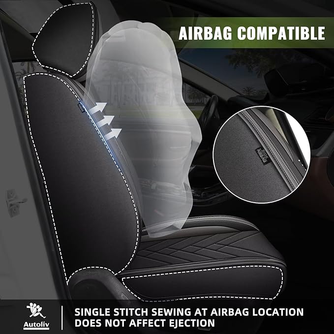 AOMSAZTO Car Seat Covers Fit for Hyundai Venue 2020-2026 Premium Front Seat Covers Waterproof Leather Automotive Seat Covers Compatible with Airbag (2 Seats,Black)