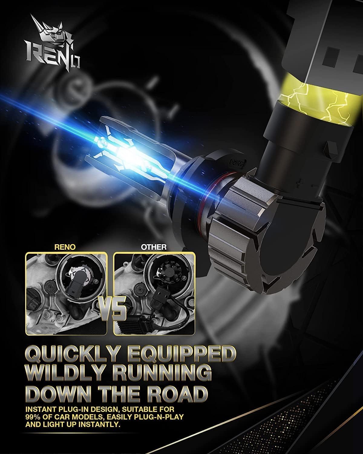 RENO 9012 Bulb, 9012 Fog Lights Bulb, 9012 Light Bulbs Fanless In Line Car Fog Bulb Plug and Play, Pack of 2