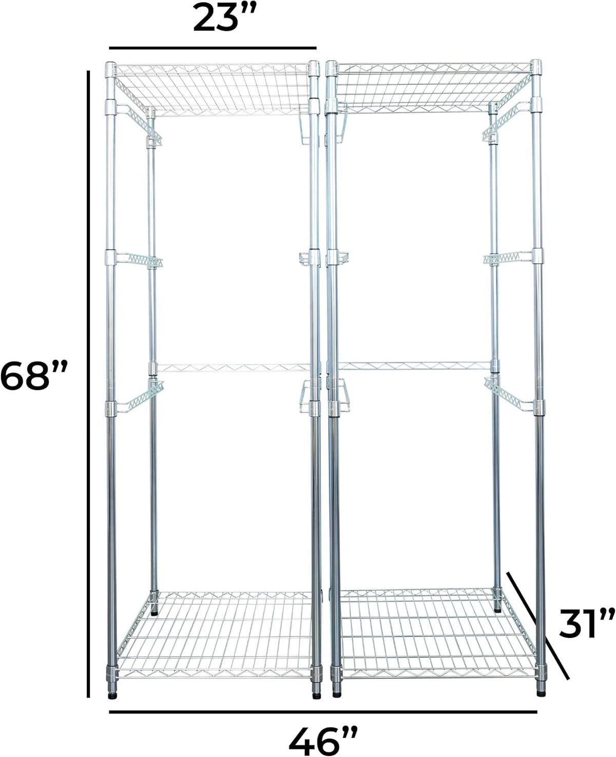 SafeRacks 2 Pack 5-Tier Steel Tote Rack - Maximize Space, Declutter, Organization, NSF Certified, Bin Storage for Garage, Pantry, Kitchen, Workspace, 5 Shelves, 31″ x 23″ x 68″, Zinc